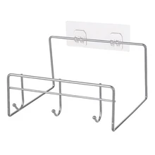 Stainless steel 3 hooks hanging washbasin rack strong load basin holder silver towel brush shelves bathroom storage organizer Stainless steel 3 hooks hanging washbasin rack strong load basin holder silver towel brush shelves bathroom storage organizer