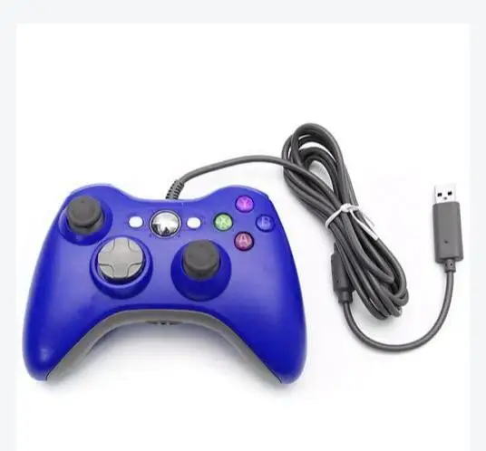 Синий Эргономичный дизайн USB проводной Xbox 360 контроллер, геймпад для Microsoft Xbox 360 ПК Windows дополнительный игровой сменный контроллер - Цвет: Синий