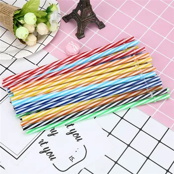 

25 Pc/Lot Reusable Biodegradable Distored Color Beverage Hard Plastic Stripe drinking Straws with high quality free shipping j25