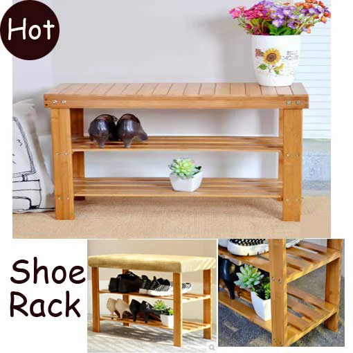 Practical double-layer shoe rack, shoes stool, green living furniture,Bamboo shoe rack,Storage rack