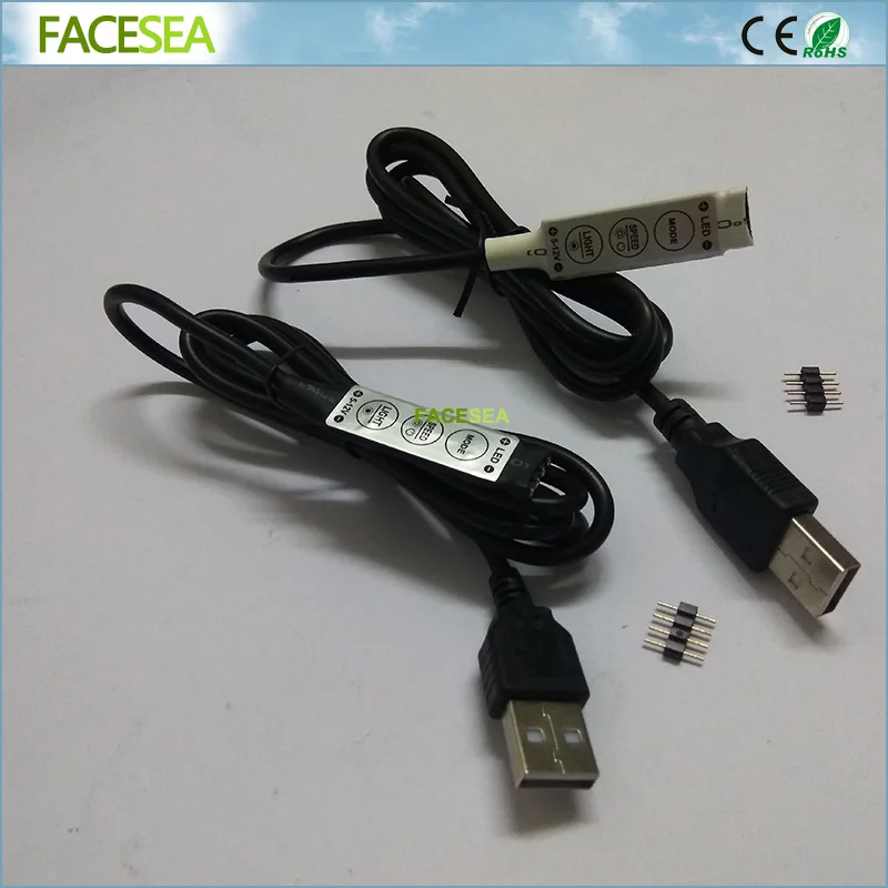 1 м DC 5 в USB LED RGB контроллер мини 3Key 4Pin пульт дистанционного управления диммер с