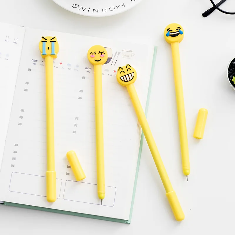 

1 pcs 0.5MM Kawaii Emoji Children Gel Pen Kids Smiling Face Student Stationery Office Learning Black Ink Pen Writing Supplies