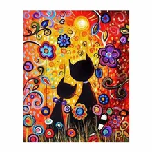 Безрамные милые кошки DIY Цифровая масляная краска ing краска по номеру художественная работа на холсте стены в комнате домашний Декор Рождество