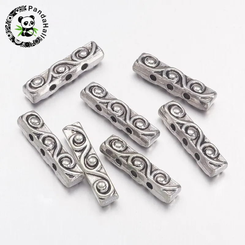 100pcs 3 Hole Tibetan Silver Spacers Bar Beads Connectors Charm for