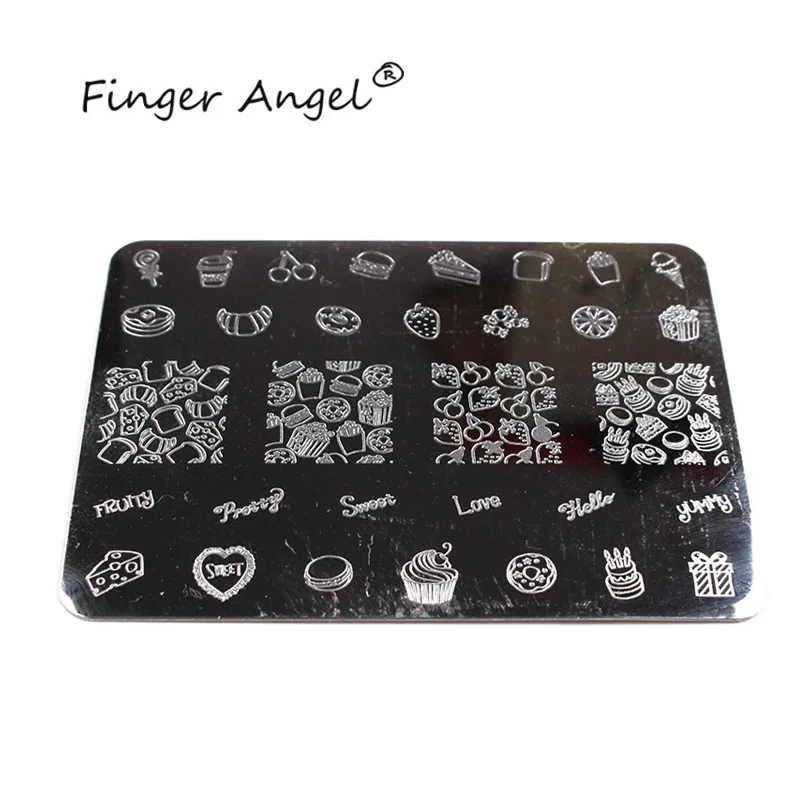 Finger Angel 1 шт. 6*8 пластины для штамповки ногтей Валентина изображение мультфильм дизайн прямоугольник письмо Геометрическая Печать шаблон