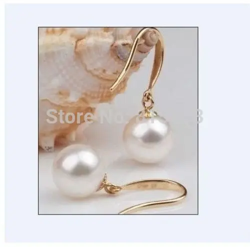 

wb00463 AAA pair of natural 10-11MM Australian south sea gold pearl earrings
