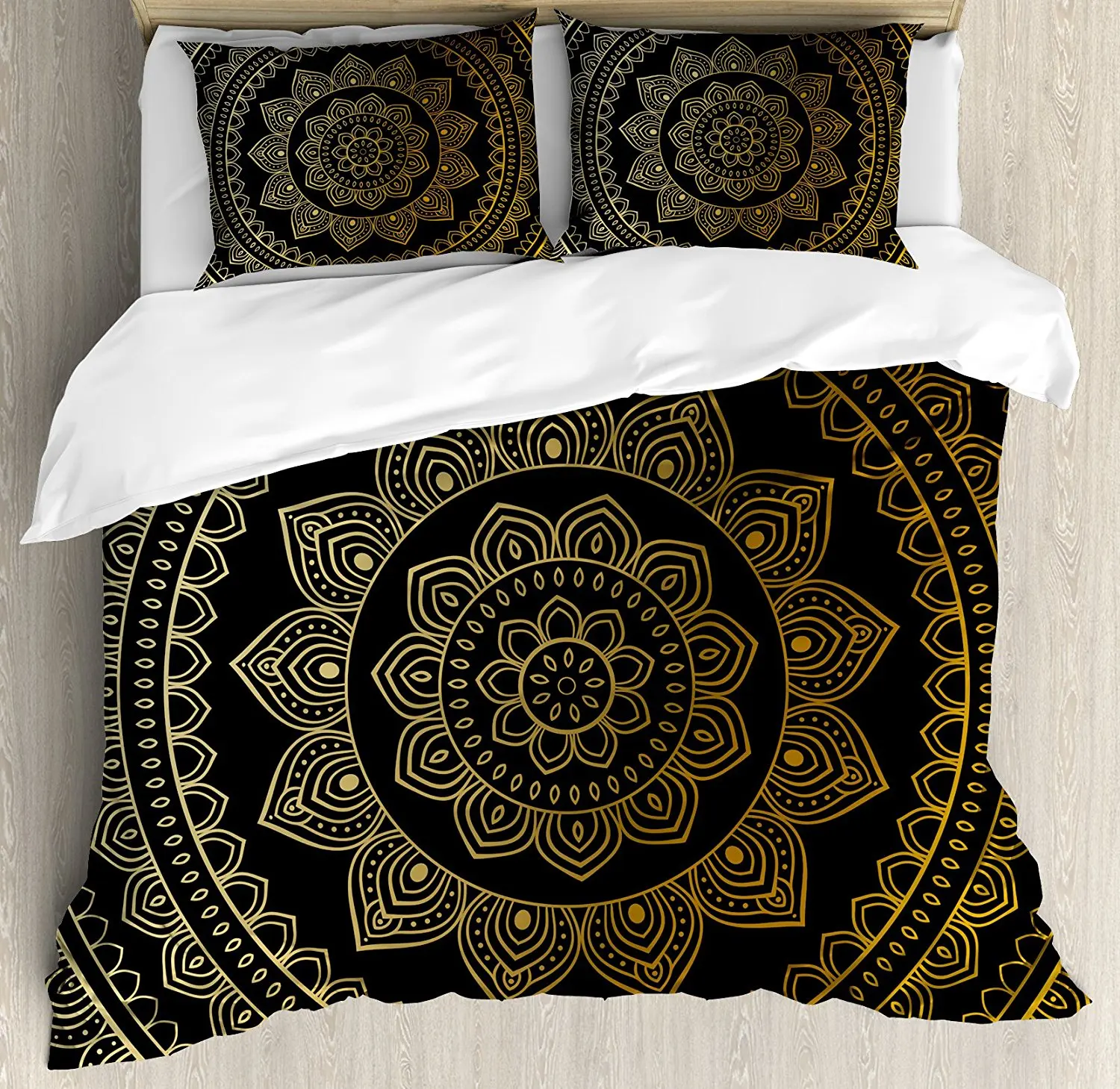 Mandala Duvet Cover Set Eastern Tribe Themed Circular Flower