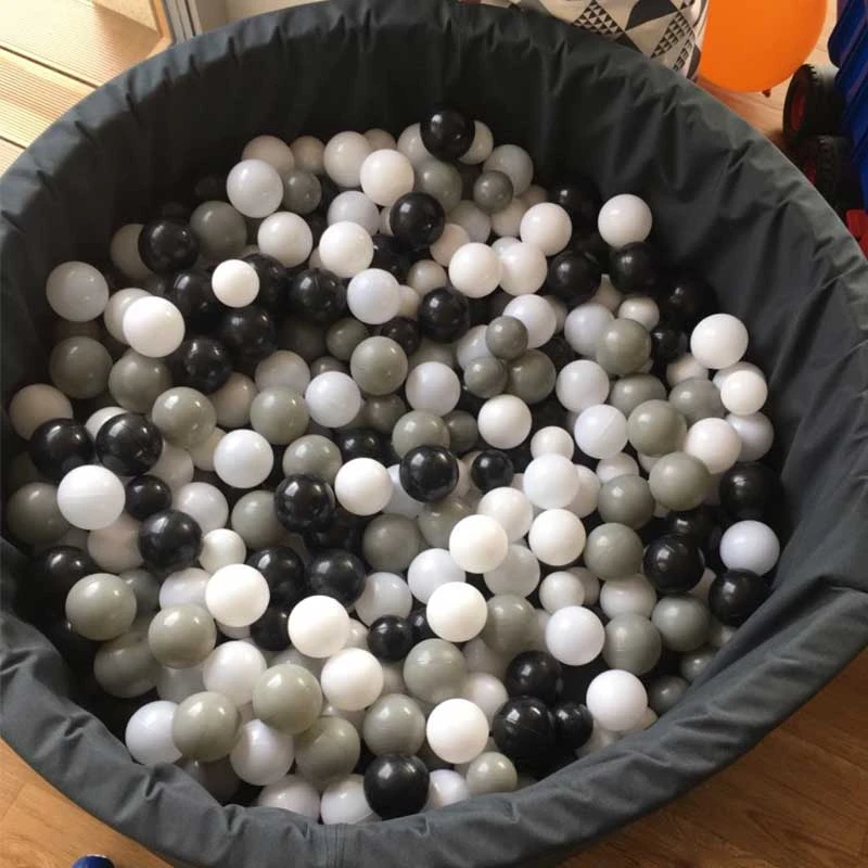black and white ball pit balls
