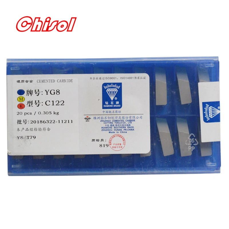 

free shipping ZCC.CT 20pcs/box C122 YT5 YW2 YW1 YT15 YT14 YG6 YG8 carbide brazed inserts welding tips blade cutter cutting tools