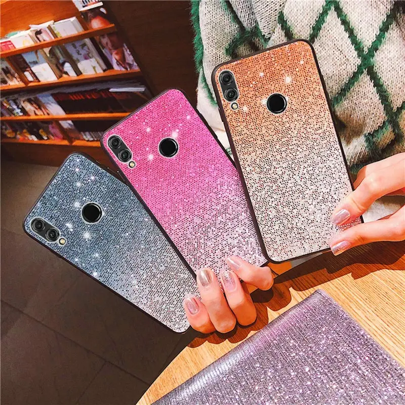 

Gradient Glitter Sequins Case For huawei P Smart Y9 2019 Nova4 Mate 20 Pro P20 Lite Honor 8X 8C 7X 9 10 7C 7A Pro Luxury Cases