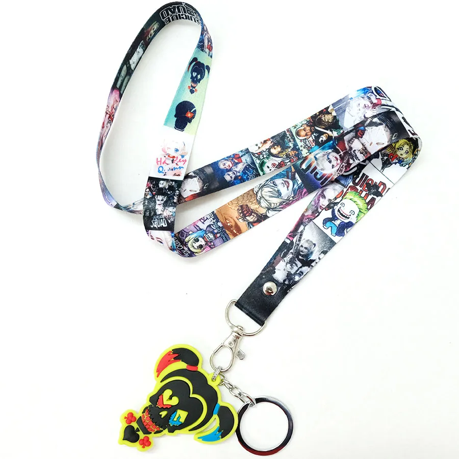 

Suicide Squad Harley Quinn Cell Phone lanyard pvc rubber keychain pendant Figures toys Neck strp keyrings cosplay gift