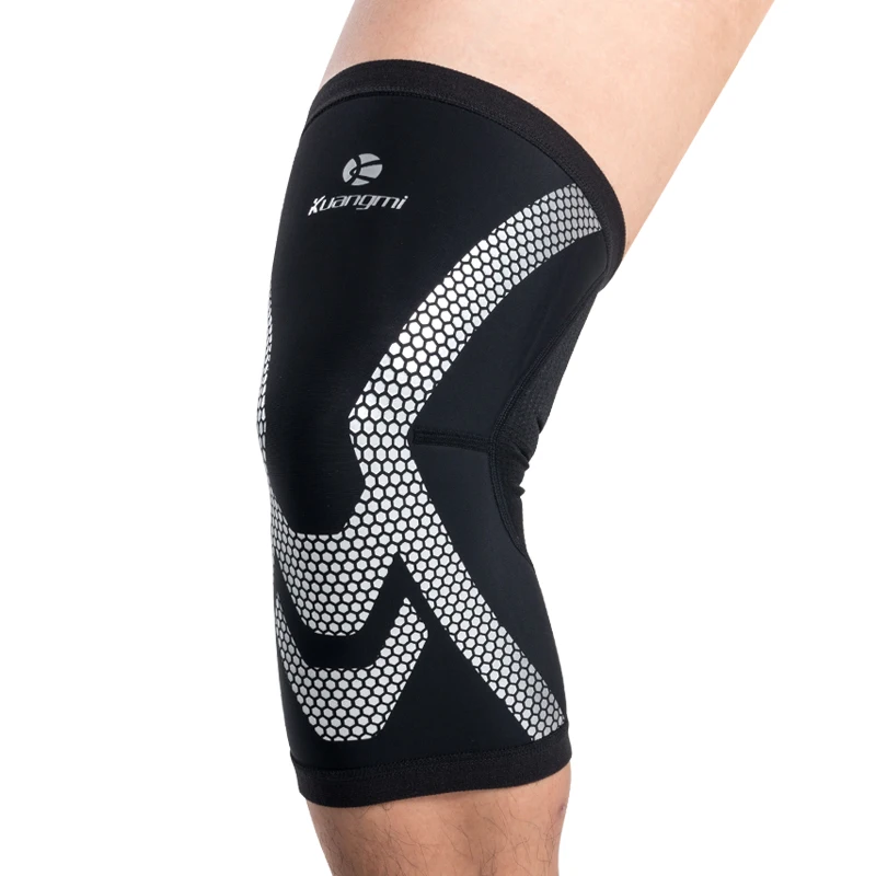 Kuangmi 1 PC كرة السلة الكرة الطائرة الرياضة الركبة كم الدافئة تنفس منصات الركبة هدفين مرونة النايلون ضغط الركبة دعم