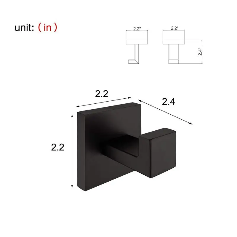 THGS черный крючок для полотенец из нержавеющей стали 304, крючок для ванной комнаты, шкафа, шкафа, настенный квадратный кухонный сверхмощный Doo
