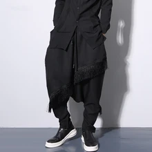 Новая весенняя Мужская мода шаровары свободные штаны хип-хоп джинсы в стиле хип-хоп трендовые Брюки Сценические костюмы певицы