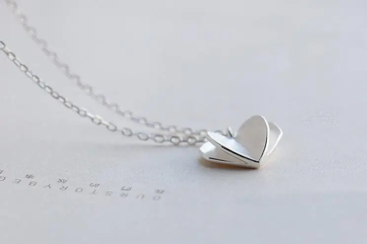 925 Silver Long Chain Double Love Heart Pendant Necklace for Women Gift