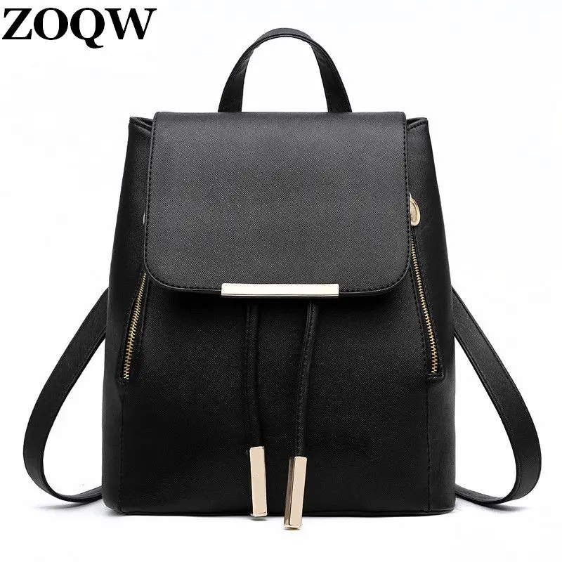 2018 Teenage Girls Backpacks Youth Fashion Japan And Korean Style School Bags Ladies Solid Black Backpack Women Bags WUJ0143