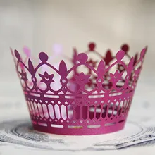 Фиолетовый кружевной коронкой Свадебные Завертчицы бумажные кексы Cup Cake День рождения Baby Shower выпечки чашки обертка