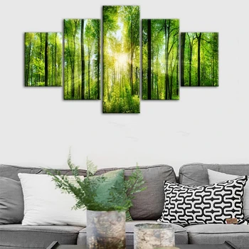 

Panoramic Picture Wall Art Print Landscape Trees Sunshine Poster Artwork for Office Lobby Home Decorations Nature Photos Decor