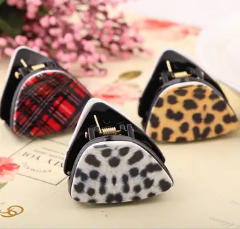 

3PCs/lot Cute Baby Hair Clip Triangle Leopard Grid Pattern Baby Hair Clipper Mini Hair Claws