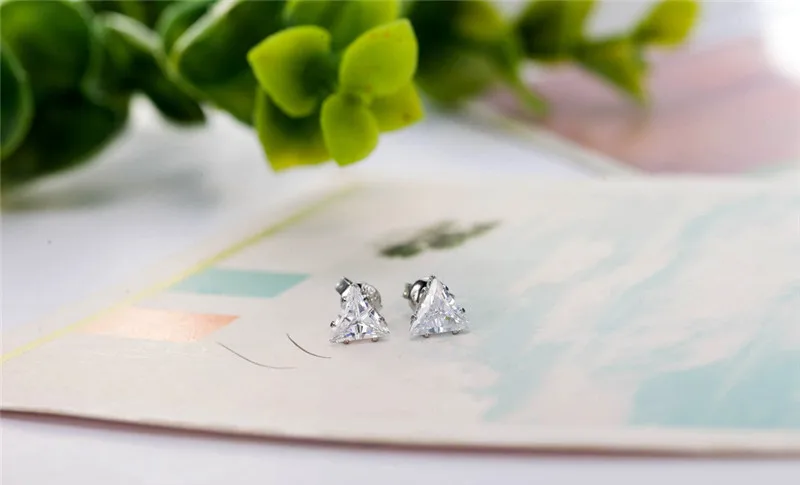 Silver Triangle Stud Earrings Fashion Boucle d'oreille Crystal Style Jewelry Girl Women Female Brincos Pendientes Mujer Moda E62 (8)