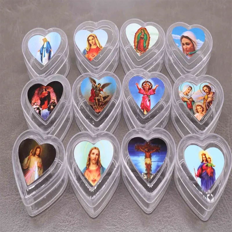 12 шт Классическая католическая пластиковая коробка в форме сердца ожерелье с четками коробка. Ожерелье из розового золота. На картинке подбирается методом случайного выбора