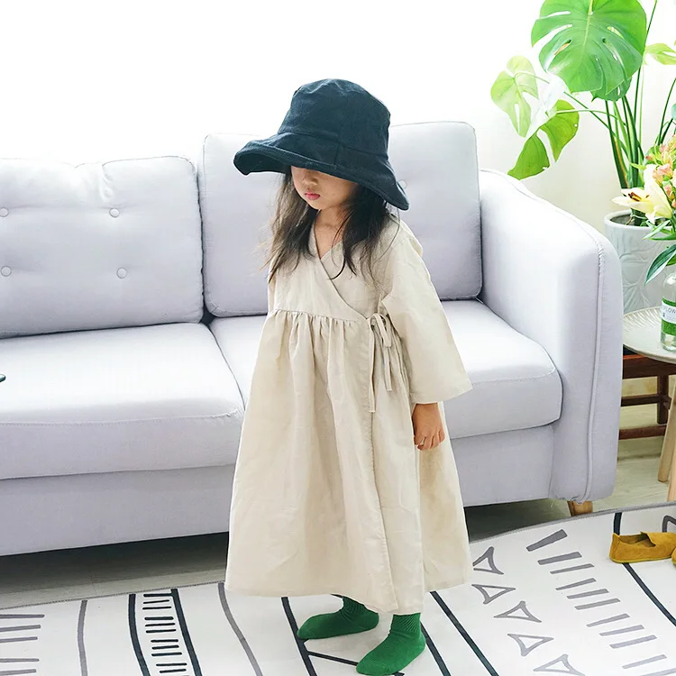 Г. Осенняя Корейская детское платье для девочки Винтаж одежда белье детская одежда Повседневное пальто для девочек