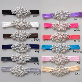 

12 pcs/lot Baby Girl Bling Rhinestone Headbands Newborn Christening Headband Luxe Headband