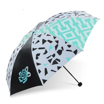 

Anti-UV three-folding parasol women black coating sunny and rainy umbrella rain gear at outdoor for girl YS135