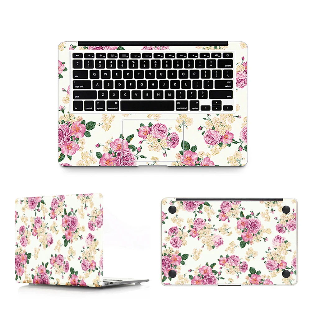 HRH 3 In 1 Flower Vinyl Decal Laptop Sticker for Macbook Air Pro Retina 11 12 13 15 Inch Laptop Skin for Macbook Air 13 Sticker