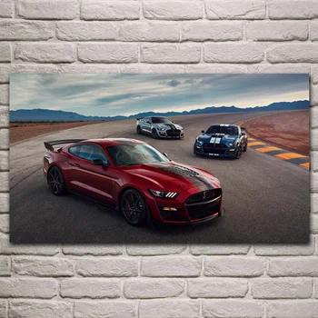 

mustang shelby gt500 beautiful sport cars living room decoration home art decor wood frame fabric poster KH765