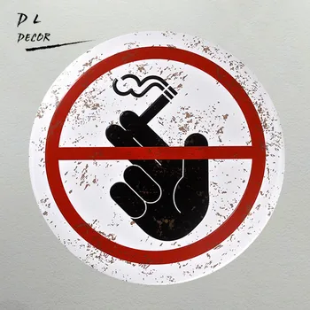 

DL-No Smoking wall art sticker Metal Novelty Round crafts decoracion hogar living room wall decor