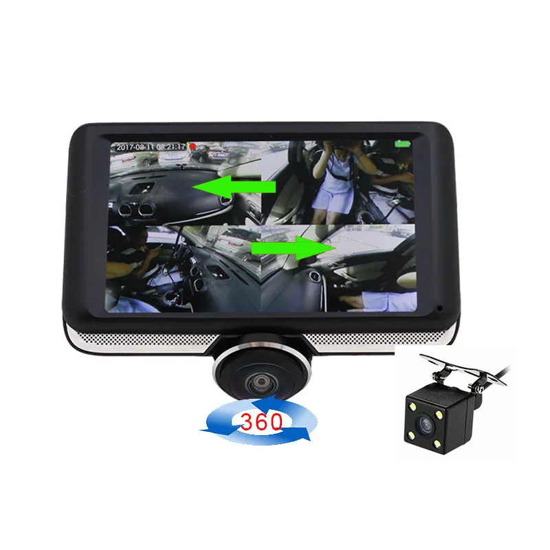 360 Автомобильный видеорегистратор 4,5 дюймов ips HD дисплей экран Автомобильный видеорегистратор Камера с двумя объективами видеорегистратор объектив заднего вида ночное видение