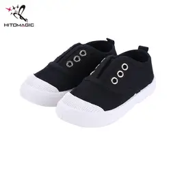 HITOMAGIC/Повседневная парусиновая обувь для мальчиков; Детские кроссовки на плоской подошве для девочек; повседневная обувь для малышей;