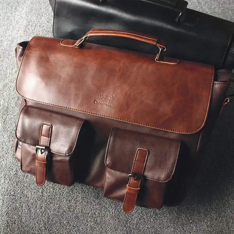 Мужской портфель из ПУ-кожи, винтажная деловая сумка для компьютера, модные сумки-мессенджеры, мужская сумка на плечо, мужские сумки, новинка