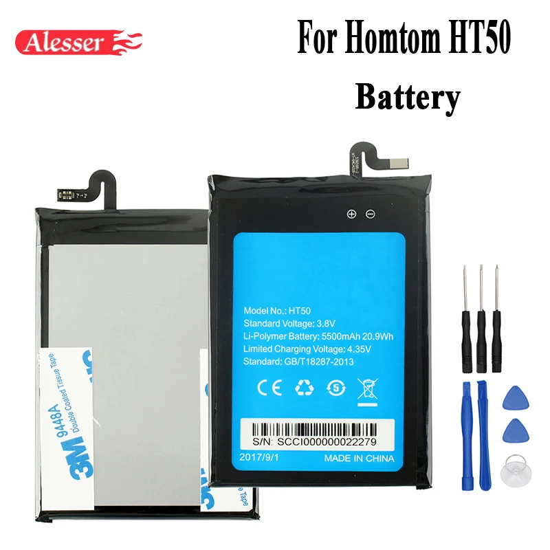 

Alesser For Homtom HT50 Battery 5500mAh 100% New Replacement accessories accumulators For Homtom HT50 Phone +