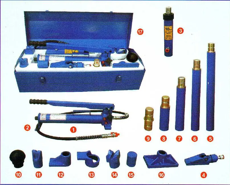 

10T ram with stroke and 1-speed hydraulic hand pump, auto metal plate tool, split hydraulic jack,