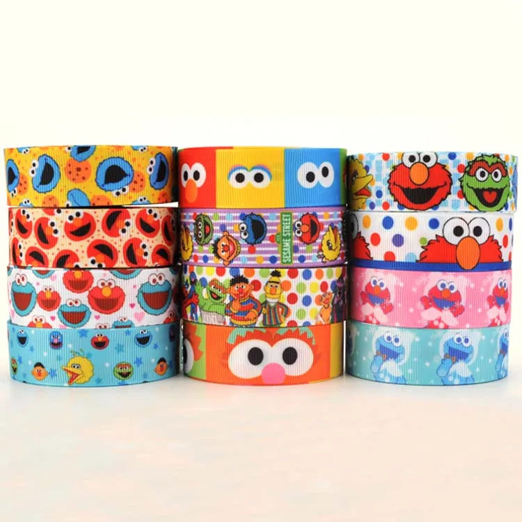 Скидка 50% 22/25 мм Улица Сезам мультфильм печатных grosgrain ленты 5 /10/20 yds печать
