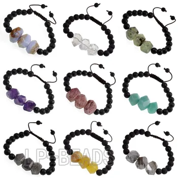 

5pcs/Lot 8mm Black Lava Natural Gem-stones Healing Adjustable Bracelet Beads ashion Handmade Jewelry Wholesale