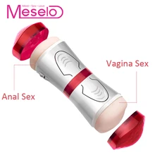 Meselo Realistic Vagina Anal Sex Masturbator For Man Vibrating Pussy Hands Free Adult Toys Pussy Sex Toys For Men Erotic Product