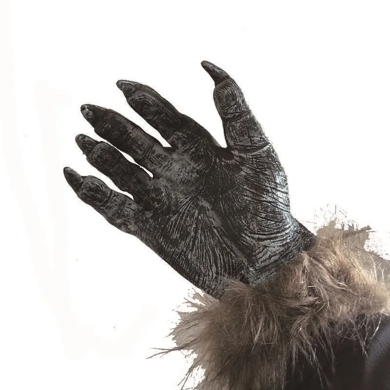 

1 Pair Halloween Props Carnival Party Latex Gloves Stuffed Animal Wolf Dewclaws Terrorist Gloves Halloween Decoration