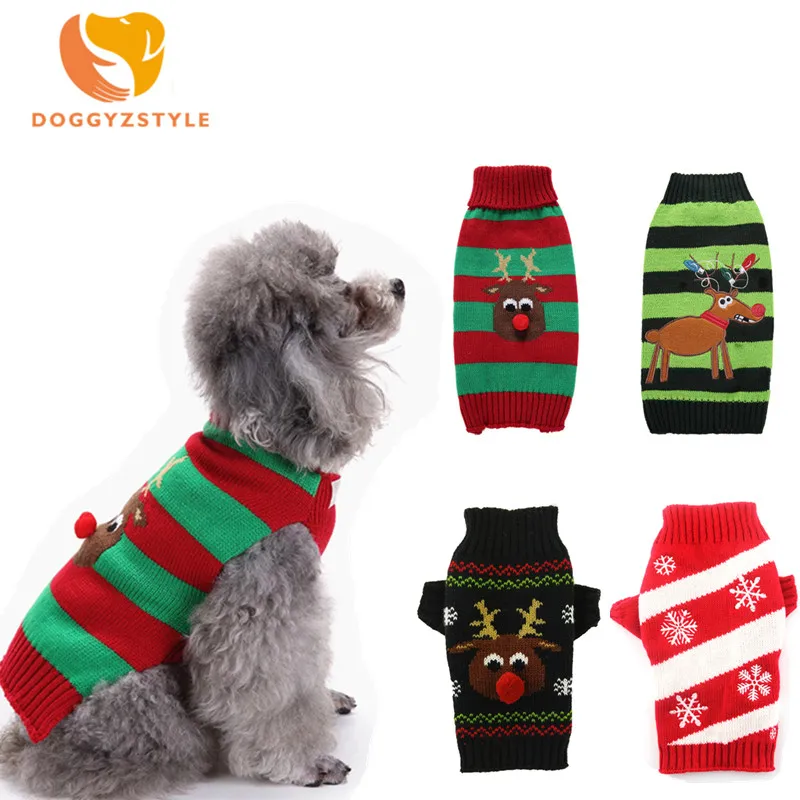 DOGGYZSTYLE, зимний красный свитер для собаки, Рождественская одежда, Милый джемпер с оленем, одежда для маленьких и больших собак, XXS-XL
