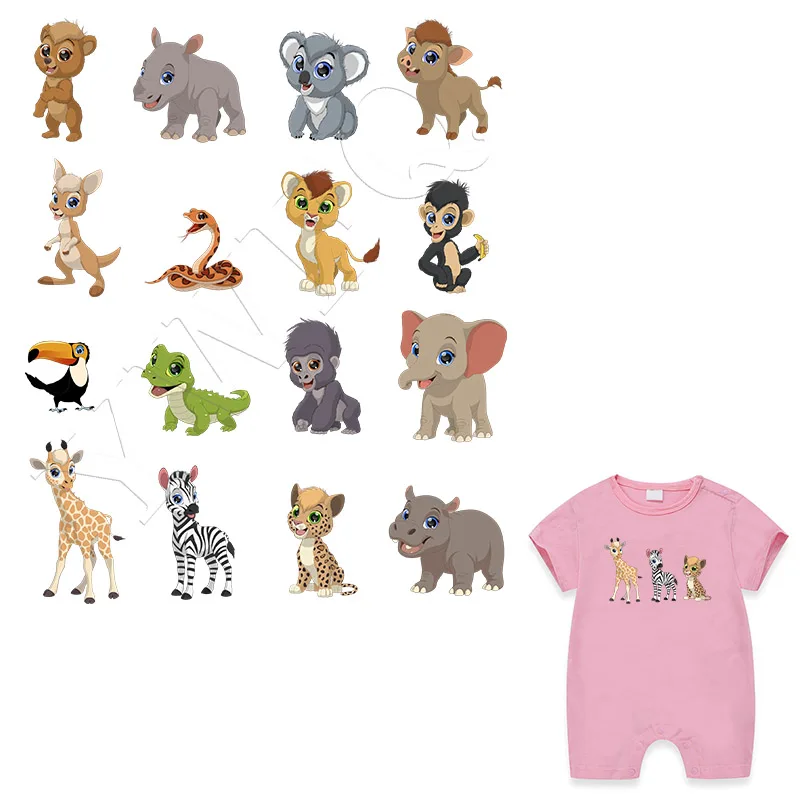 Iron-on Transfers Cartoon Animals Set Stickers On Clothes Washable Patches For Clothing Heat Transfer 16pcs/lot | Дом и сад