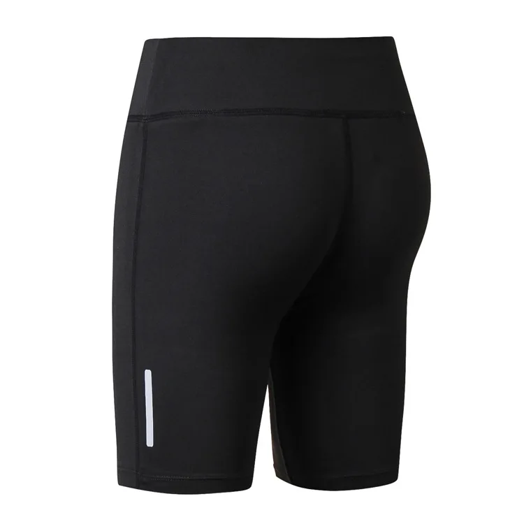 Yuerlian женские высокоэластичные шорты для фитнеса, йоги, светоотражающие полосы, для ночных упражнений, бега, быстросохнущие, облегающие, тренировочные штаны - Цвет: Black