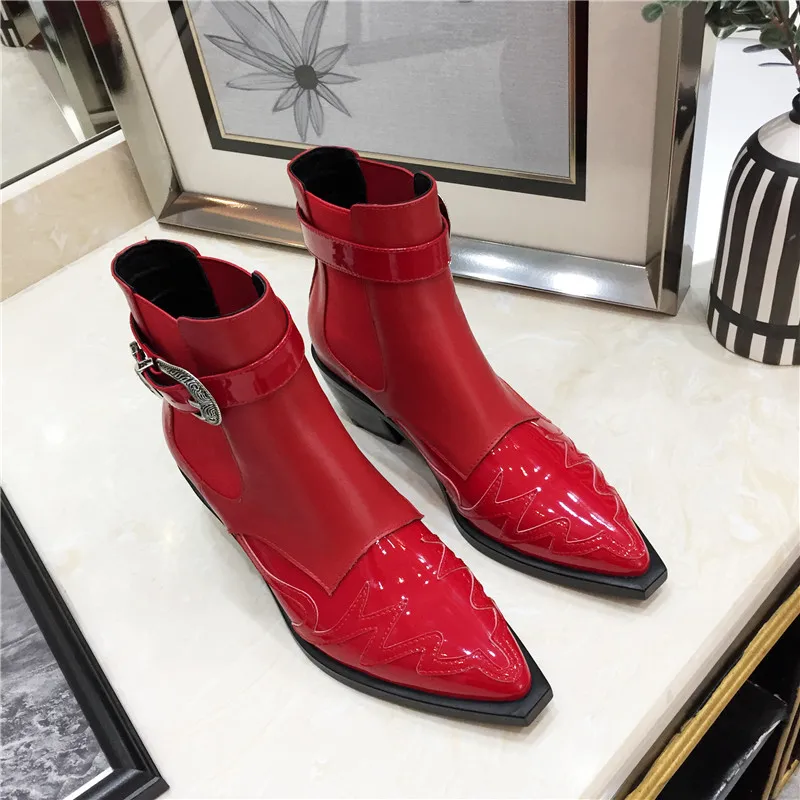 Feminino Rom Mujer Damen Ferse Pic Sapato as Frauen Pic Flut Schuhe As Metall Leaher Botas Spitz Chunky Neue Mode Stiefel Zcyd1qFRZ