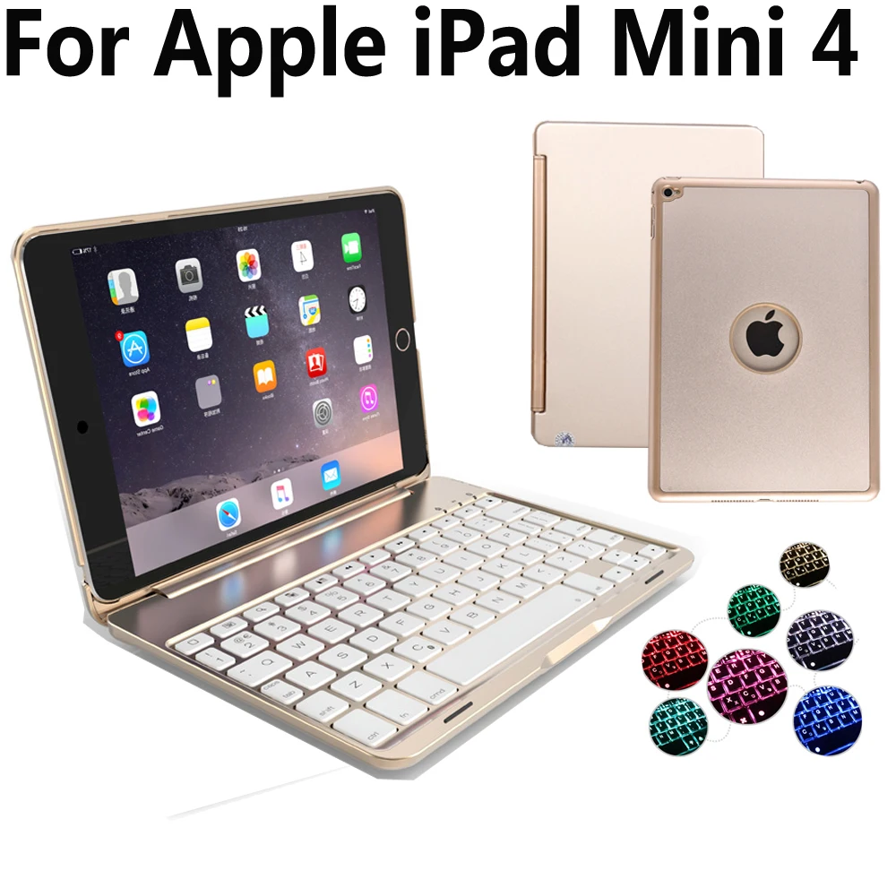 7 видов цветов Алюминиевый беспроводной Bluetooth чехол для клавиатуры Apple iPad mini 4 Mini4 9