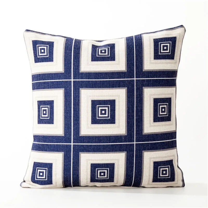 Скандинавские цвета, Геометрическая синяя полоса, односторонняя печать, домашний декор, диванная декоративная подушка для сиденья автомобиля, чехол для подушки, чехол, Capa Almofada