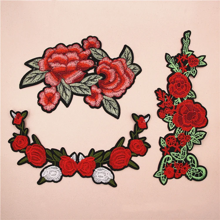 bordados de rosas rojas grandes para 1 pieza, parche para apliques ropa DIY, bolsos, LSHB521|patch for clothes iron|fashion patchespatches fashion - AliExpress