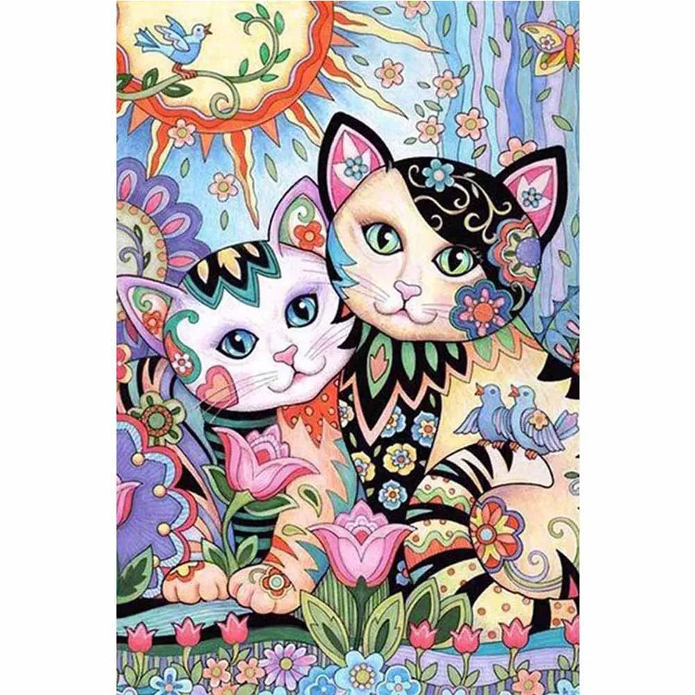 

Cartoon Cat diy diamond painting Cute cats diamond painting full round Couple cats daimond painting cats diamond embroidery