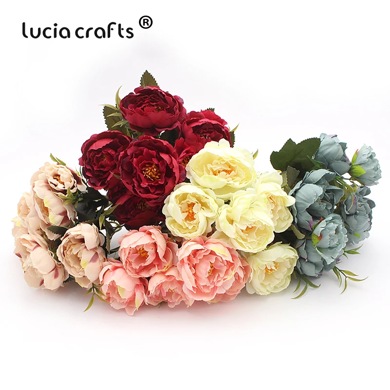 

Lucia crafts 1 Bouquet ,8Heads Artificial Flower Wedding Peony Bouquet Wrapping Party Home Decoration DIY Accessories A0311