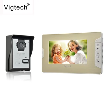 

Vigtech Visual Intercom Doorbell 7''TFT LCD Wired Video Door Phone System Indoor Monitor 700TVL Outdoor IR Camera Support Unlock